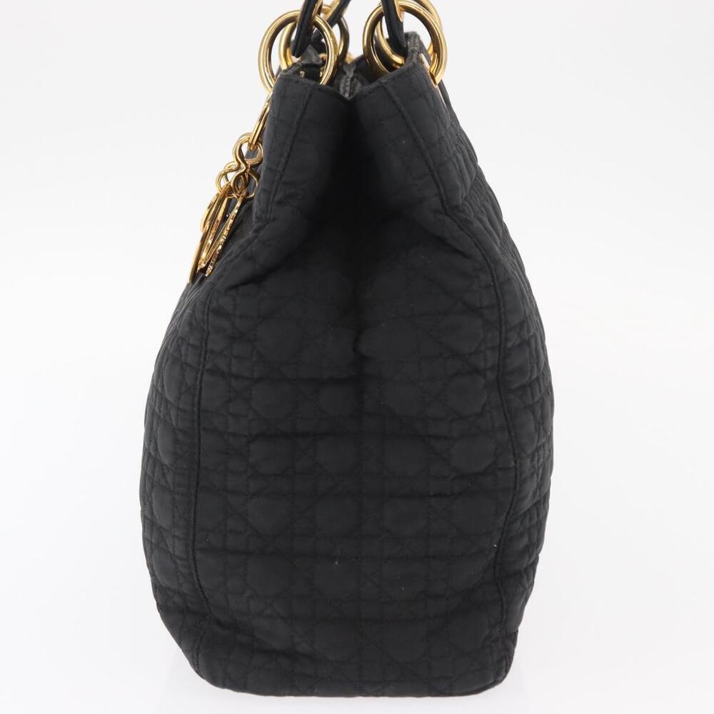 Christian Dior Lady Dior Canage Hand Bag Nylon Black Gold Auth bs32111 - Picture 3 of 16